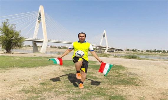 روپایی روی تریلی در حال حرکت توسط ورزشکار خوزستانی