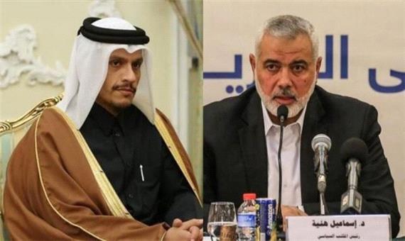 هنیهدر تماس با وزییر خارجه قطر : حمله به غزه با اهداف پنهان و بهانه واهی صورت گرفت