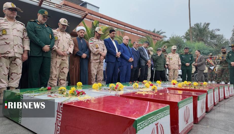 ورود پیکر مطهر ۸ شهید گمنام دفاع مقدس به اهواز