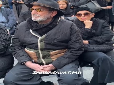 زوج عاشق سینما در مراسم ختم هادی مرزبان