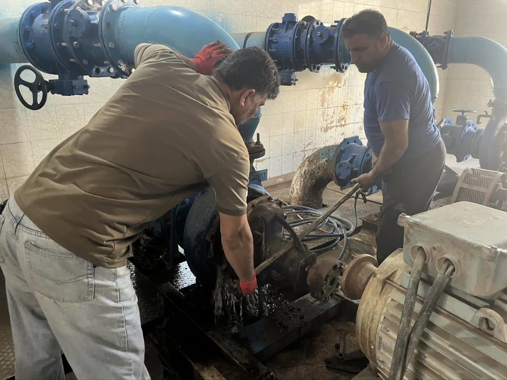 پمپ ایستگاه پمپاژ آبرسانی بندرماهشهر در مدار آبرسانی